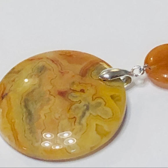 SUN BURST Mexican Crazy Lace Agate & Aventurine Stone BOHO Necklace & Earrings - Picture 8 of 8